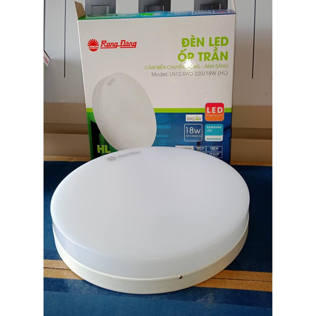 Đèn LED Ốp trần Tròn cảm biến LN12.RAD 220/18W trắng rạng đông