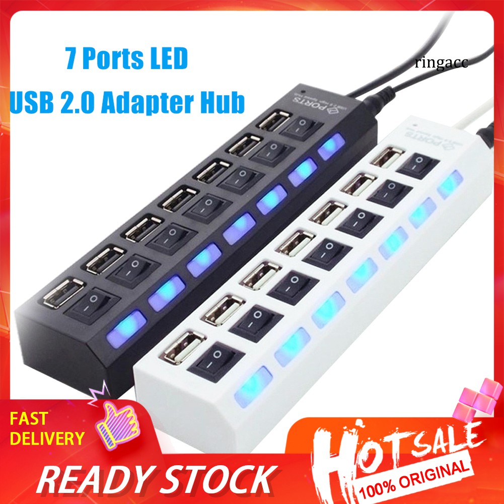 Bộ chia 7 cổng USB 2.0 có đèn Led