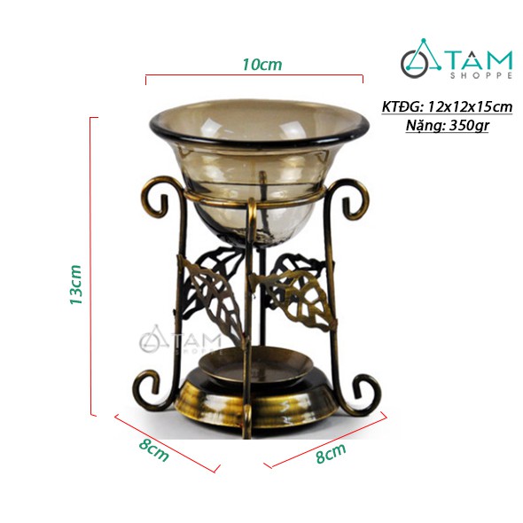 Đèn đốt nến tinh dầu khung sắt lá