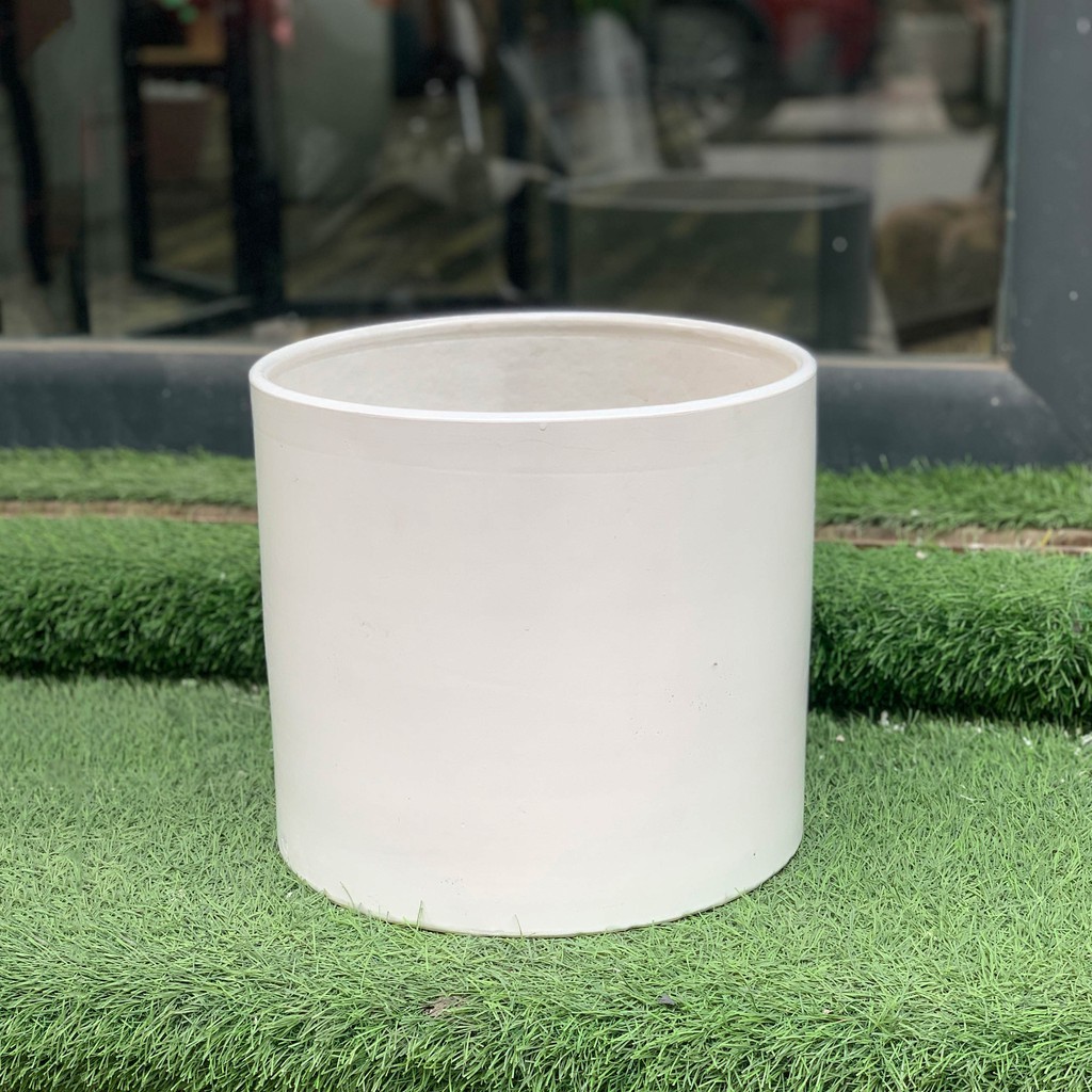 Chậu gốm trụ trắng trồng cây Lan Decor 19cm, 22cm, 26cm, 30cm