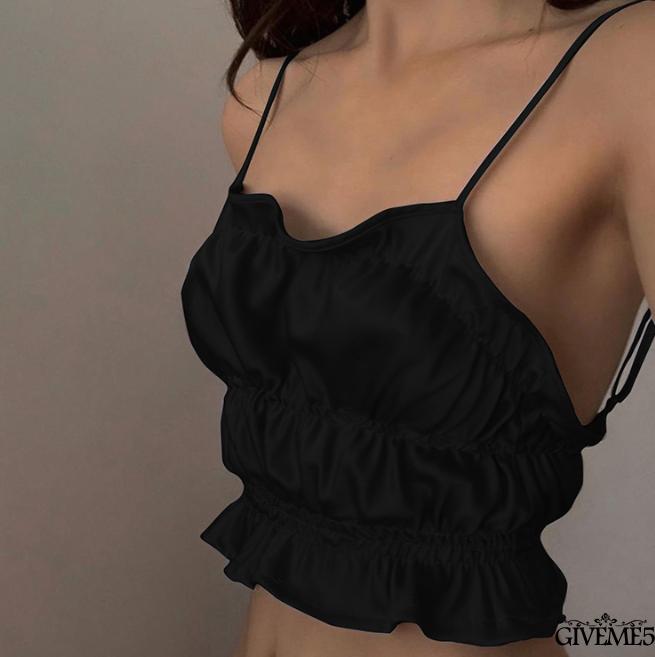 Áo lửng hai dây phối nhún bèo quyến rũ cho nữ