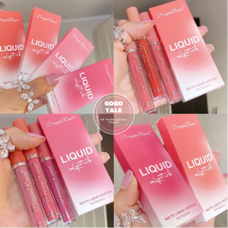 set 3 Son kem lì velvet Teayason fluffy lip glaze