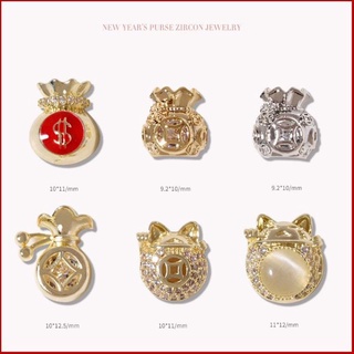 Charm túi tiền ,mèo thần tài NAIL tết 202 trang trí móng tay mới