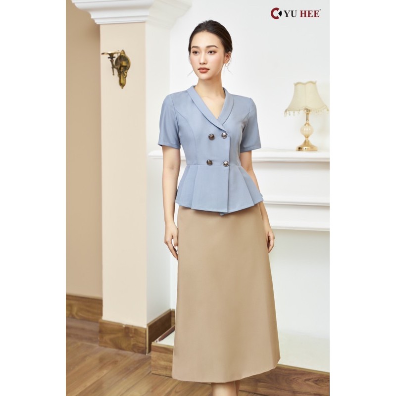 Chân váy xòe chữ A chéo nhật trơn qua gối cao cấp YuHee | BigBuy360 - bigbuy360.vn