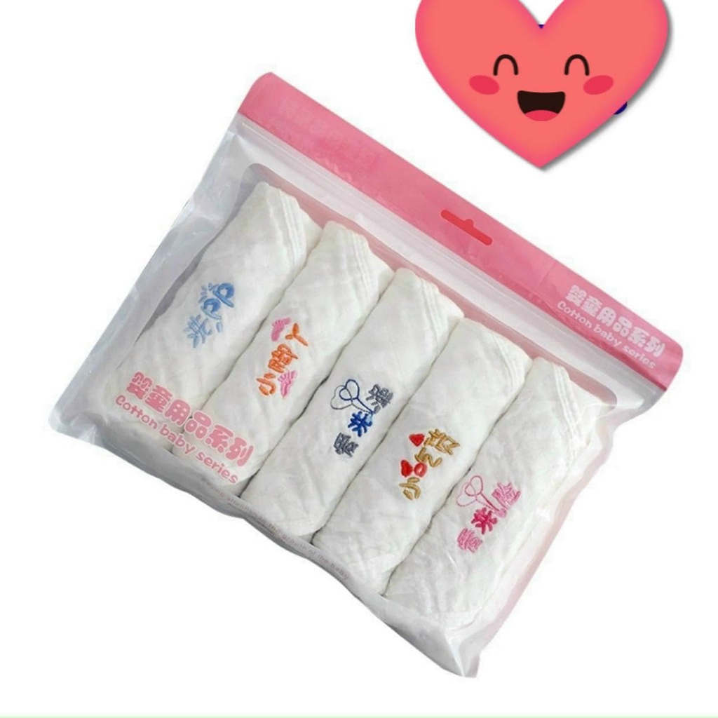 Set 5 cái khăn mặt xô 5 lớp an toàn cho bé