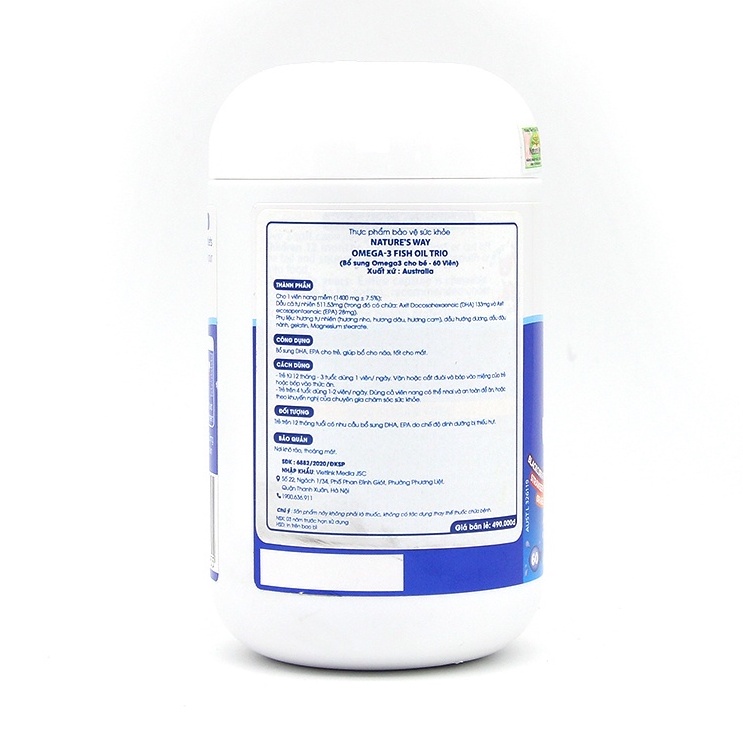 Natures Way Kids Smart Omega - 3 Fish Oil. Bổ Sung DHA,EPA Phát Triển Trí Não,Mắt Cho Bé Từ 6 Tháng