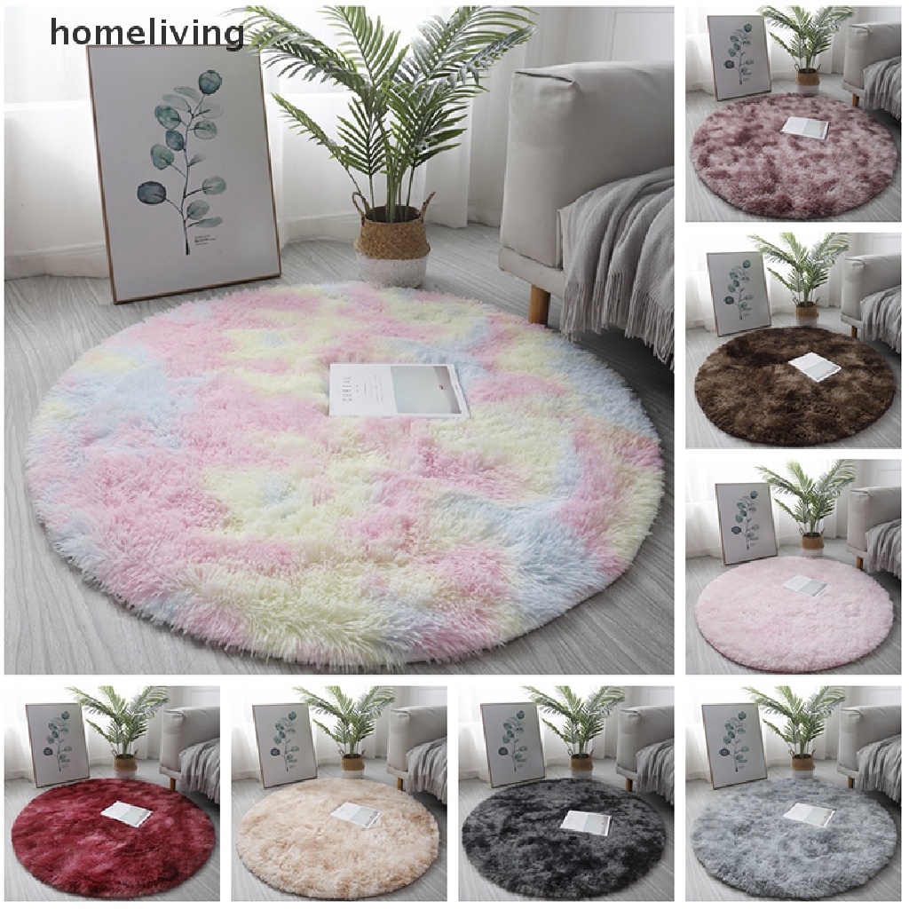 Thảm Lông Cừu Nhân Tạo Hình Tròn Mềm Mại Sang Trọng Giặt Được Tiện Dụng