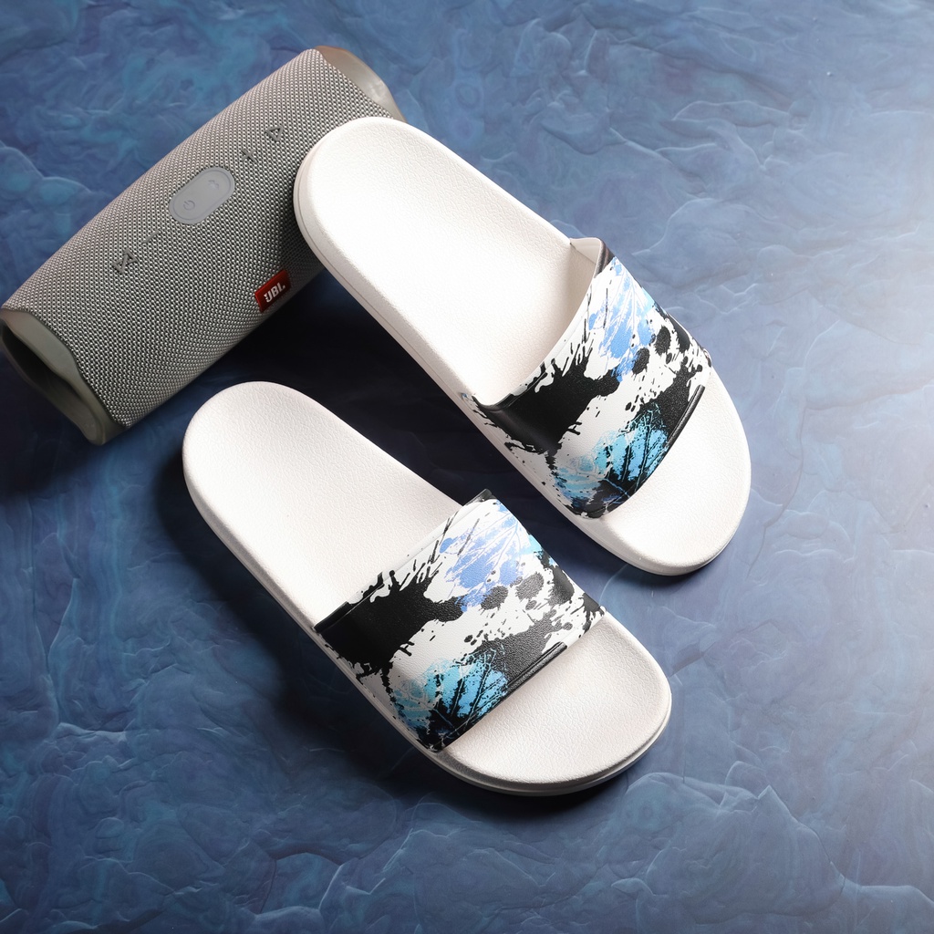 Dép Quai Ngang Unisex DETU DNT18 màu (Trắng/Xanh)