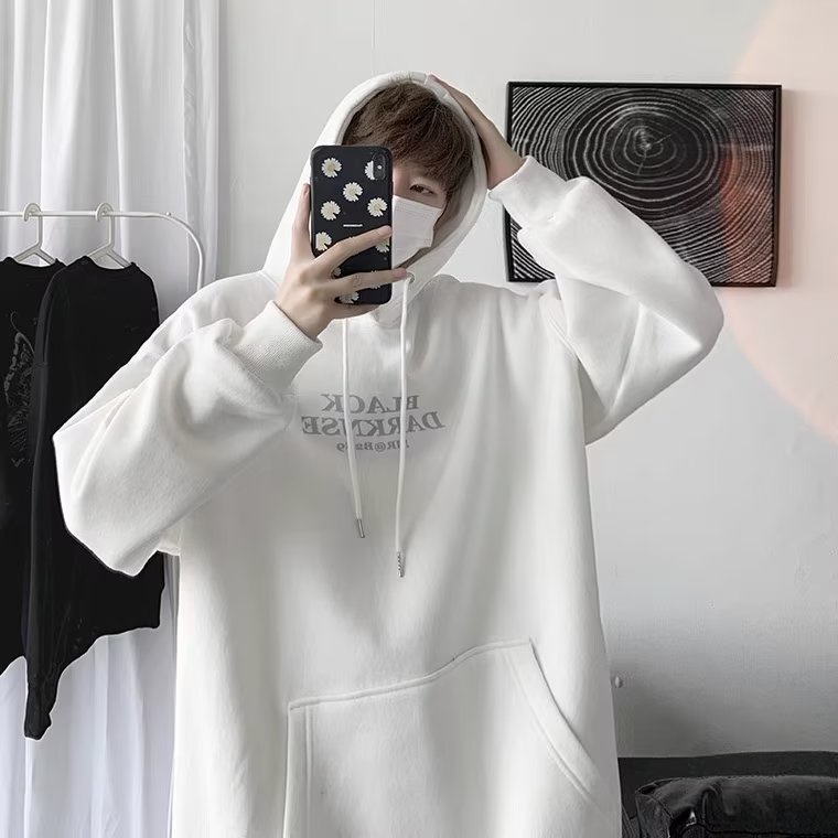 Áo Hoodie Dáng Rộng In Chữ Phong Cách hip hop Đường Phố Hàn Quốc Chất Lượng Cao Cho Nam Cỡ M-5XL