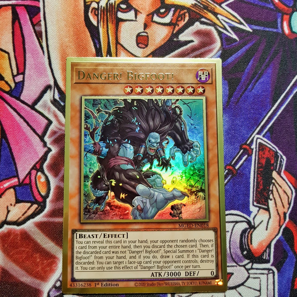 Thẻ bài Yugioh chính hãng | Danger! Bigfoot! | MGED Premium Gold Rare