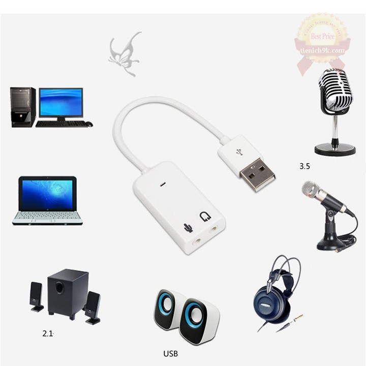 USB Sound 5.1 Chuyển Đổi Từ Cổng Usb Ra Loa Tai nghe in-ear nhét tai kèm mic bền nhạy cho dân văn phòng F745SP3