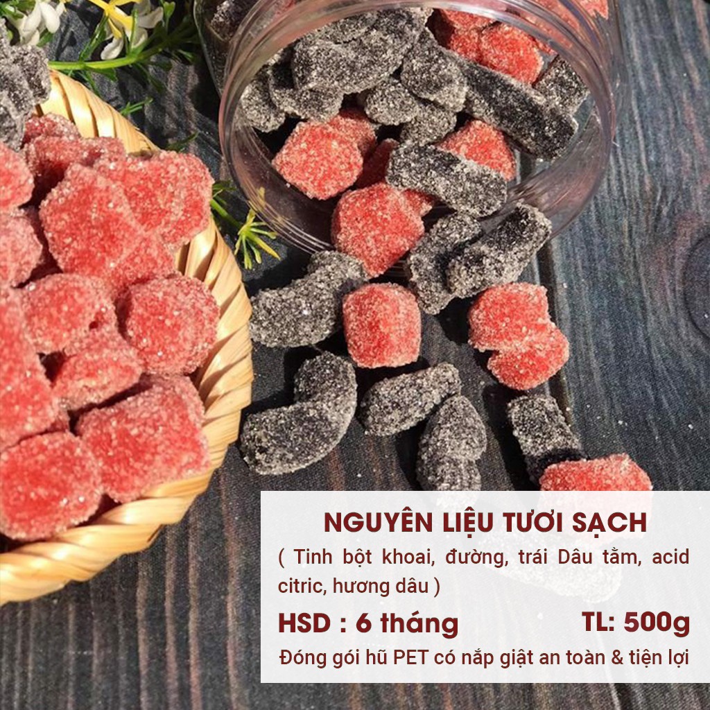 Kẹo dâu tằm Đà Lạt 500G KIKIFOOD vừa ngon vừa rẻ, đồ ăn vặt Việt Nam an toàn vệ sinh thực phẩm