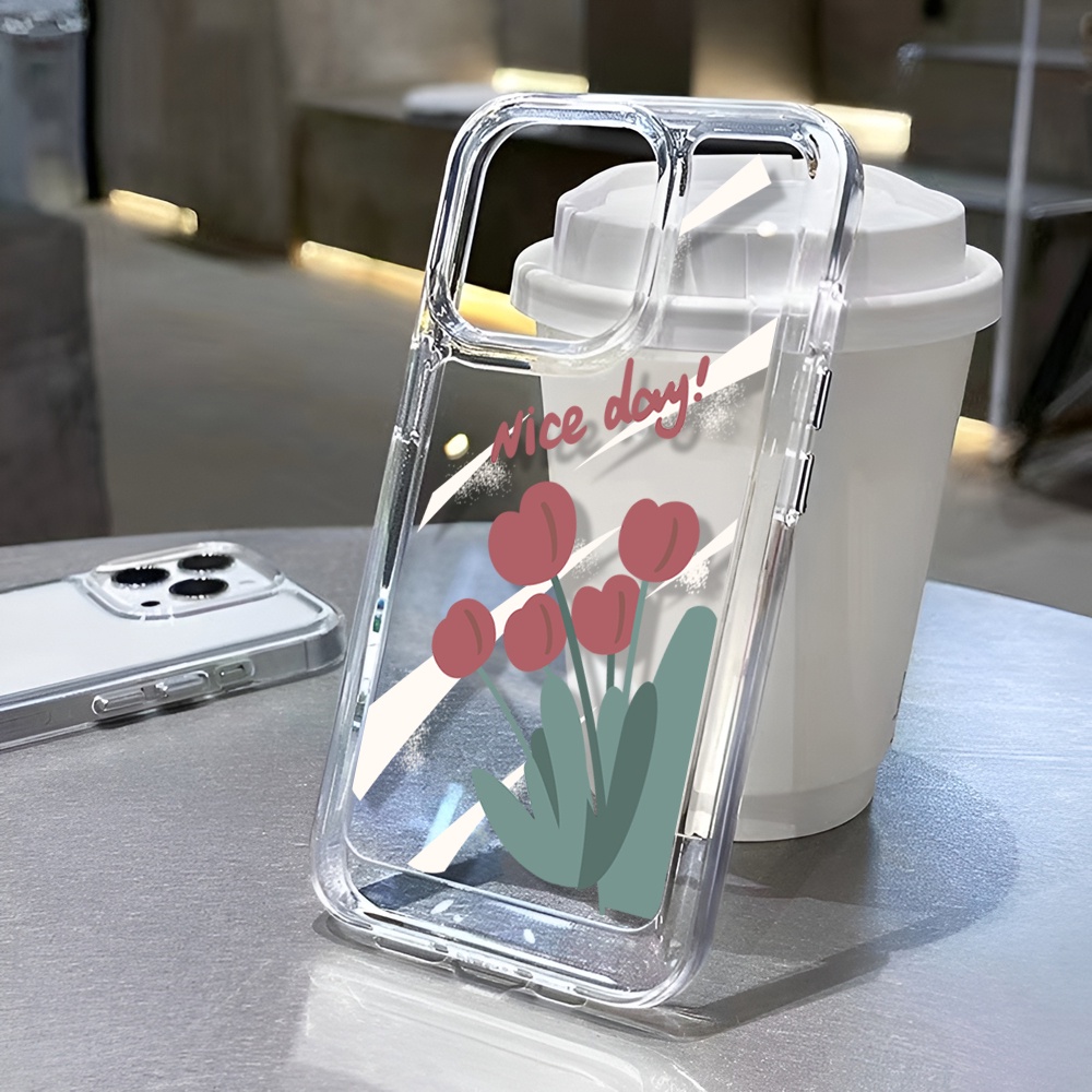 Ốp Điện Thoại Trong Suốt Hình Hoa Đỏ Cho iphone 14 Plus 11 13promax 12 7Plus X XS Max 7 8 SE 2020