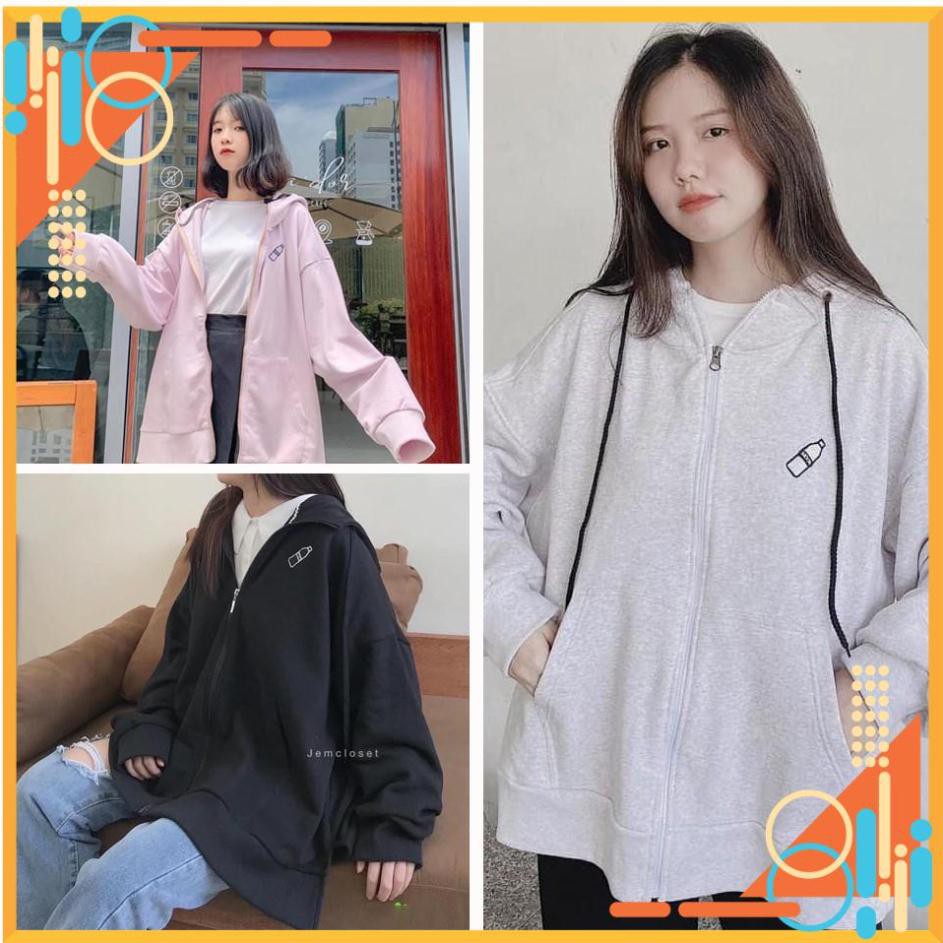 [FreeShip] Áo khoác hoodie nỉ nữ khóa kéo họa tiết bình nước | BigBuy360 - bigbuy360.vn