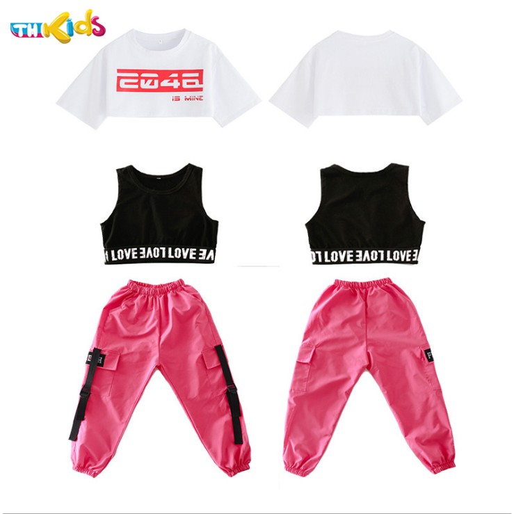 Set đồ nhảy cho bé - Áo 2046 , Ba lỗ đen và quần hồng