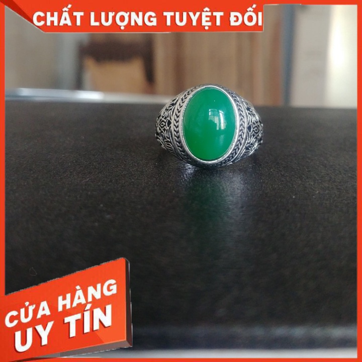 Nhẫn Nam Màu Bạc Đá Xanh Đẹp Cao Cấp Ảnh Thật - Nhẫn Chất liệu Titan Không Gỉ - Elas Ring