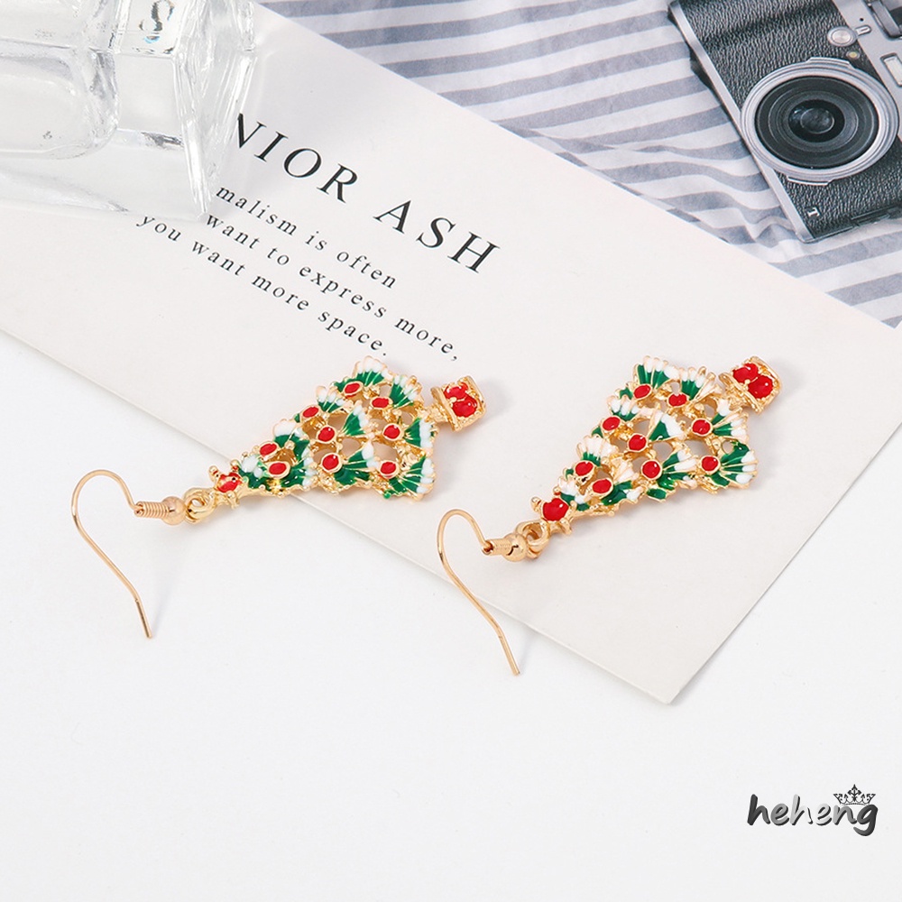 Bông Tai Móc Hình Cây Thông Bằng Hợp Kim Không Gây Dị Ứng Độc Đáo Trang Trí Tiệc Giáng Sinh