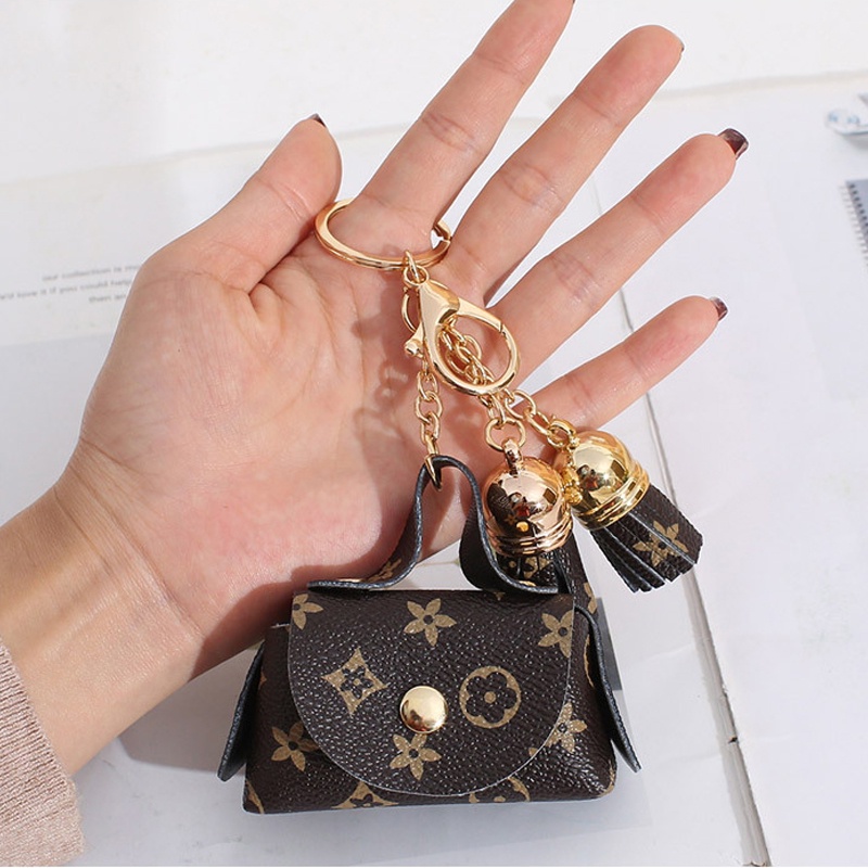 💖💖 Ví tiền mini móc khóa cài khuy bấm họa tiết thời trang vỏ bảo vệ hộp sạc bọc tai nghe da mềm airpods 1 2 3 pro 2 2022