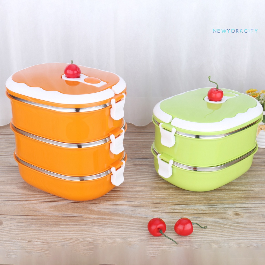 Hộp Đựng Thức Ăn Trưa NYC Bằng Thép Không Gỉ Chống Rò Rỉ Có Tay Cầm Cong