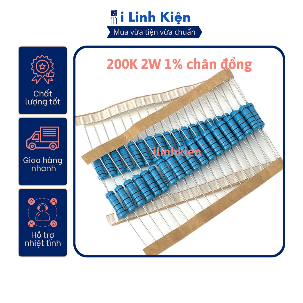 Điện trở vạch 2W 200K 1% chân đồng