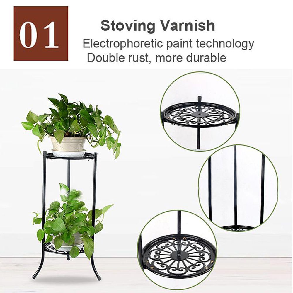 Giá đỡ chậu hoa/ cây cảnh 2 tầng bằng kim loại siêu bền thích hợp trang trí nhà cửa/ sân vườn
