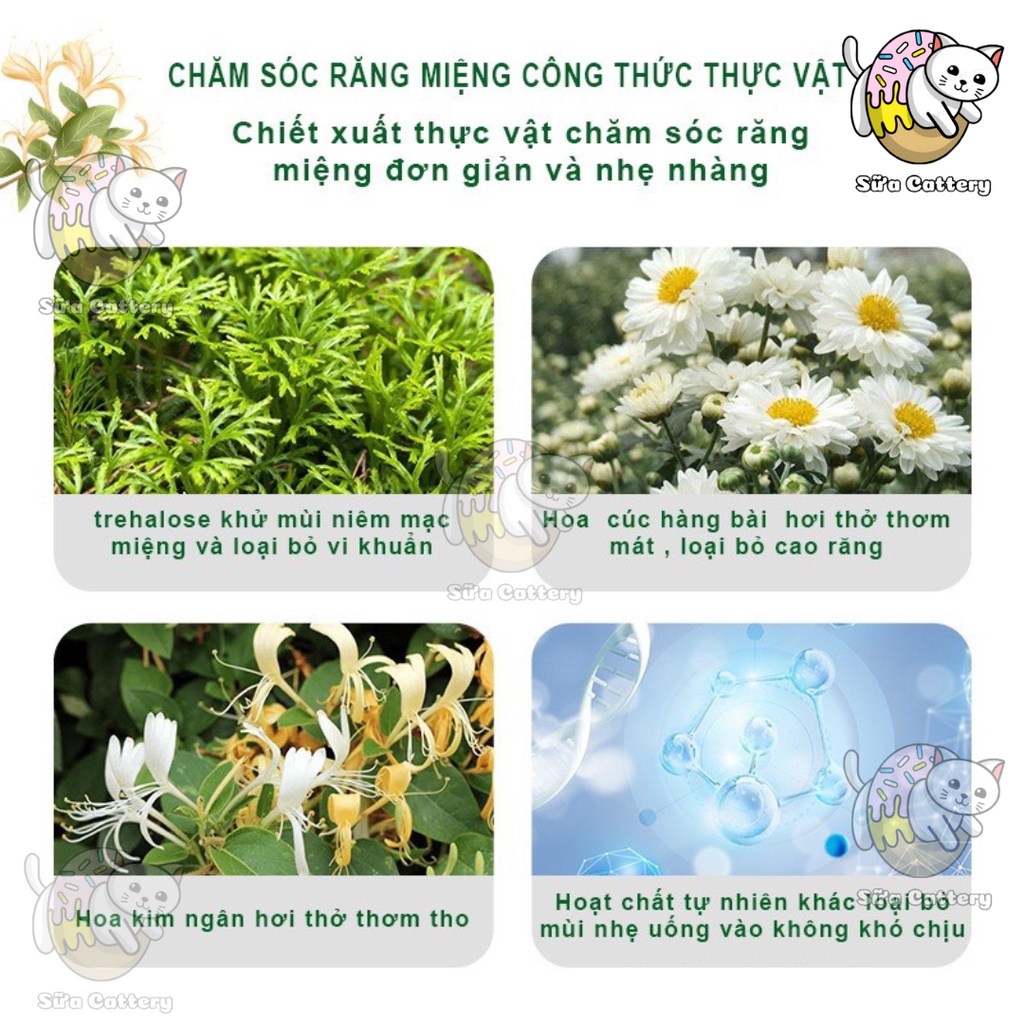 Xịt thơm miệng cho thú cưng, khử mùi hôi răng miệng, chăm sóc răng miệng cho chó mèo, 100% thảo dược
