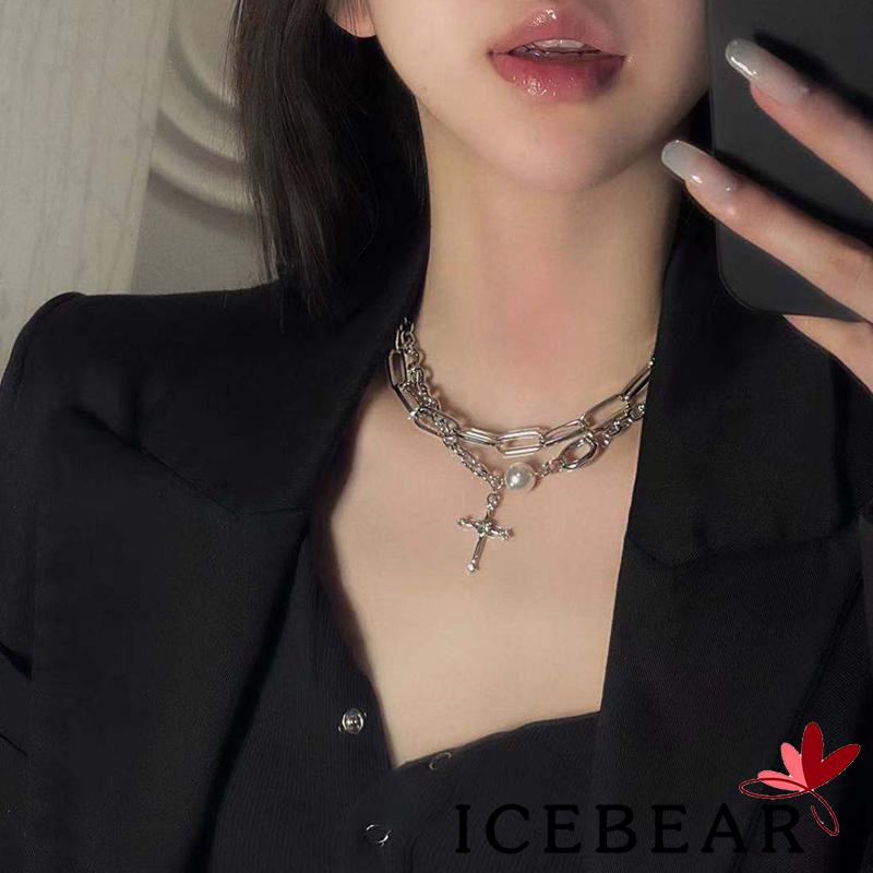 Vòng cổ hợp kim mặt hình thánh giá đính đá thời trang cho nữ