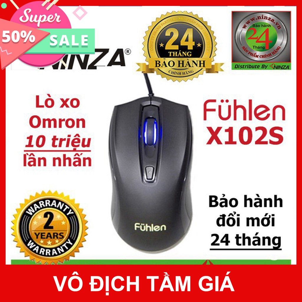 Chuột Fuhlen X102S - Chuột gaming độ bền bất tử - Màu đen - Có đèn led - Chính hãng - Có tem chống hãng giả - BH 2 năm