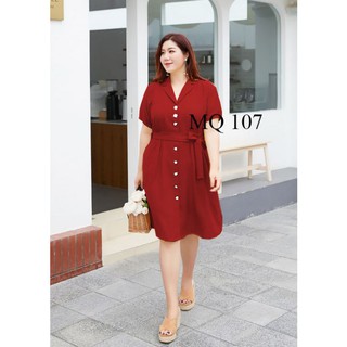 Đầm béo cổ vest vải mềm MQ 107