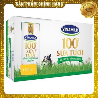 Thùng 48 hộp sữa vinamilk 100% có đường 110ml.