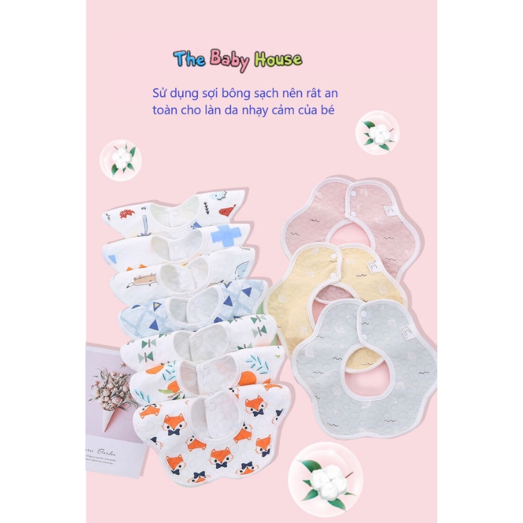 Yếm Cho Bé 💛 𝐅𝐑𝐄𝐄𝐒𝐇𝐈𝐏💛Yếm Cotton tròn xoay 360 Thấm Hút Tốt, Chống Thấm Tốt, Họa Tiết Dễ Thương Cho Bé