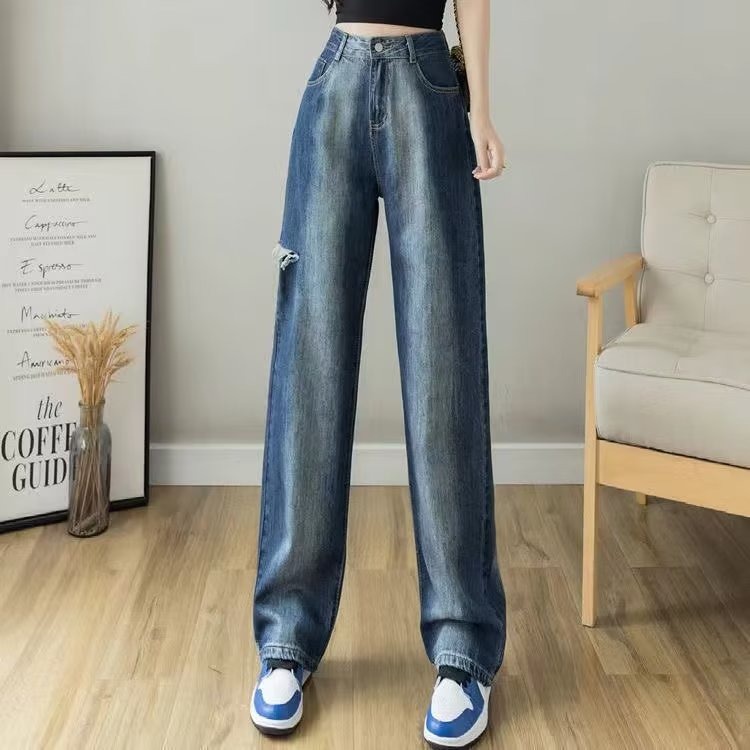 Quần Jean Dài Ống Rộng Lưng Cao Màu gradient Thời Trang Hàn Quốc Cá Tính Cho Nữ