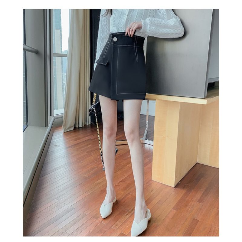 Quần giả váy vạt chéo viền chỉ nổi 2 màu