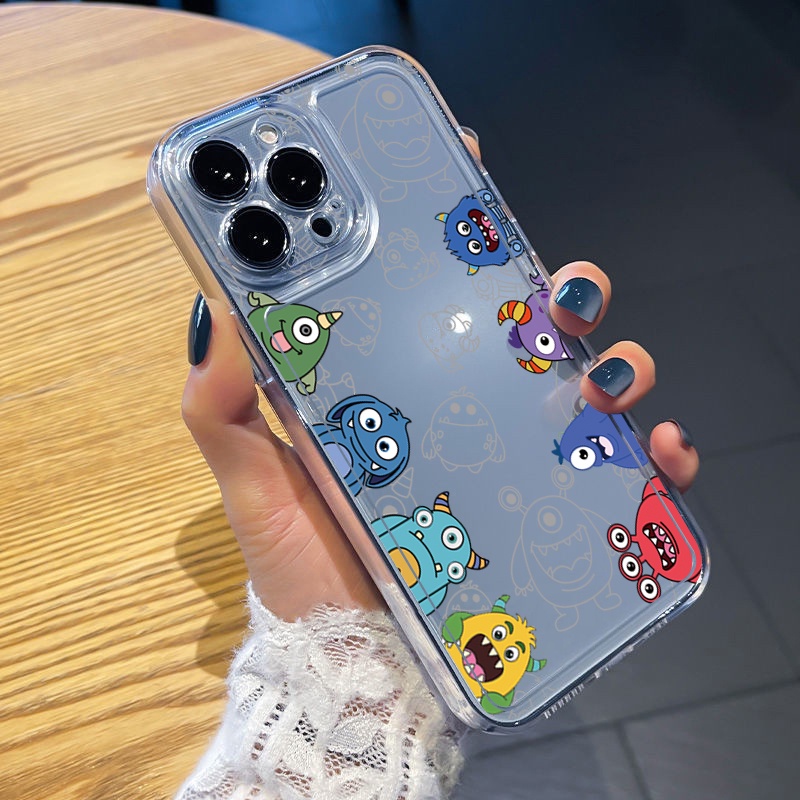 Ốp Điện Thoại TPU Gel Đệm Khí Chống Rơi Hình Gia Đình Quái Vật Màu Trong Suốt iPhone 13 Pro Max 14 12 11 XR 8 7 SE 2022