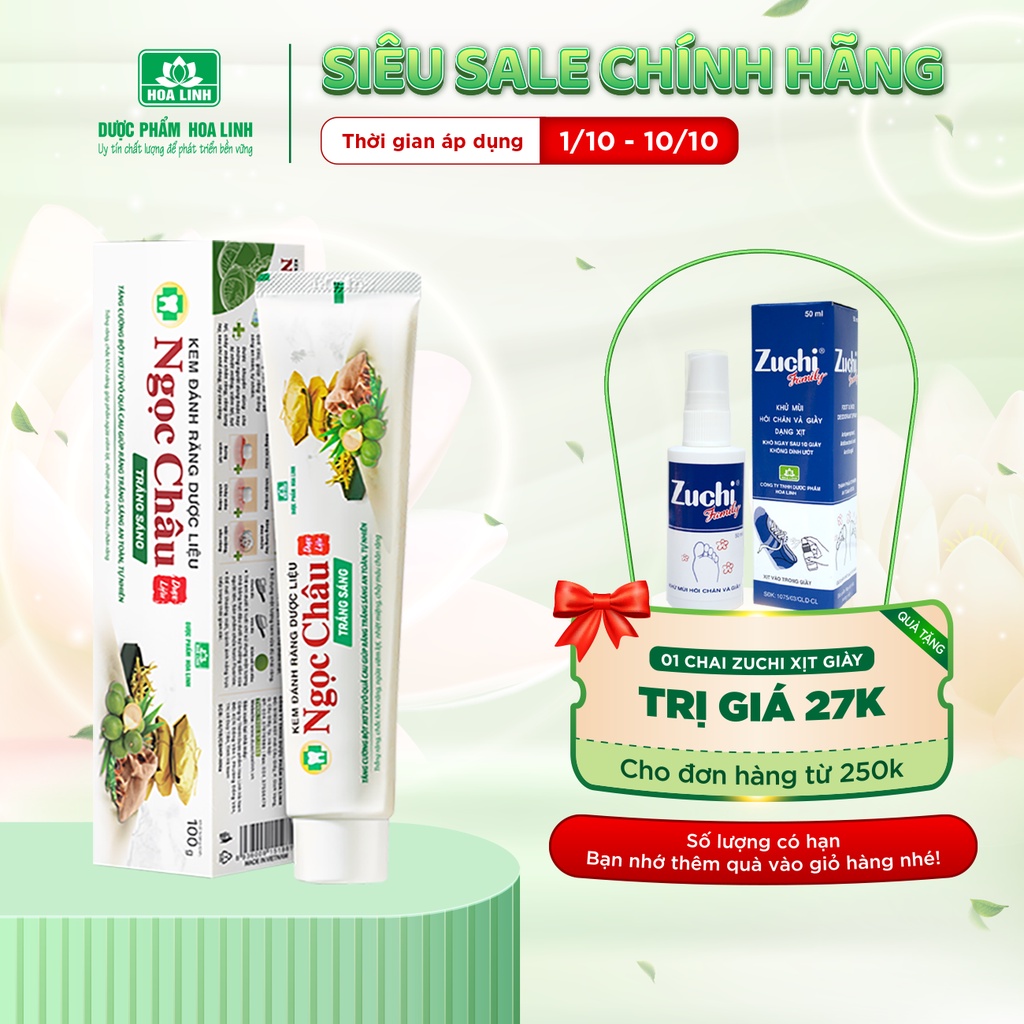 Kem Đánh Răng Dược Liệu Ngọc Châu Trắng Sáng 100g