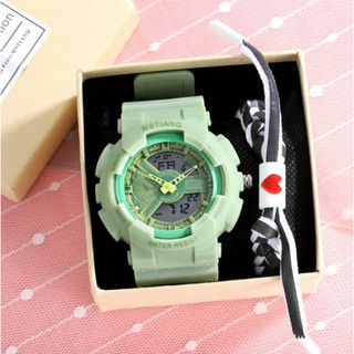 Đồng Hồ Nữ Shhors Xanh Thể Thao Dây Cao Su Siêu bền -BinhMinhShop