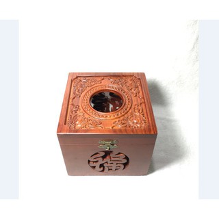HỘP ĐỰNG GIẤY ĂN Khổ Vuông Mặt Chạm Cao Cấp GỖ HƯƠNG Chuẩn 100% Có Khóa Chốt -(ẢNH THẬT)