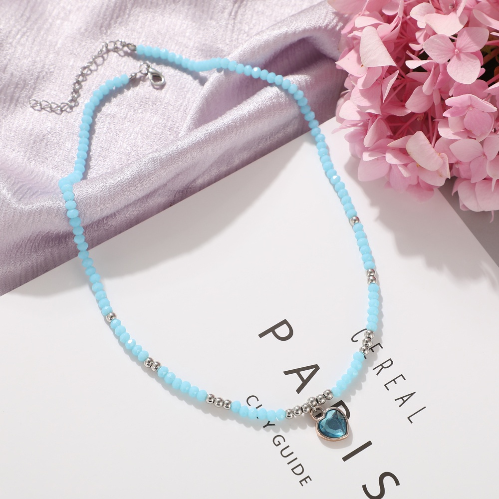 Dây Chuyền Mặt Hoa Đính Hạt Nhiều Màu Phong Cách Bohemian Hàn Quốc