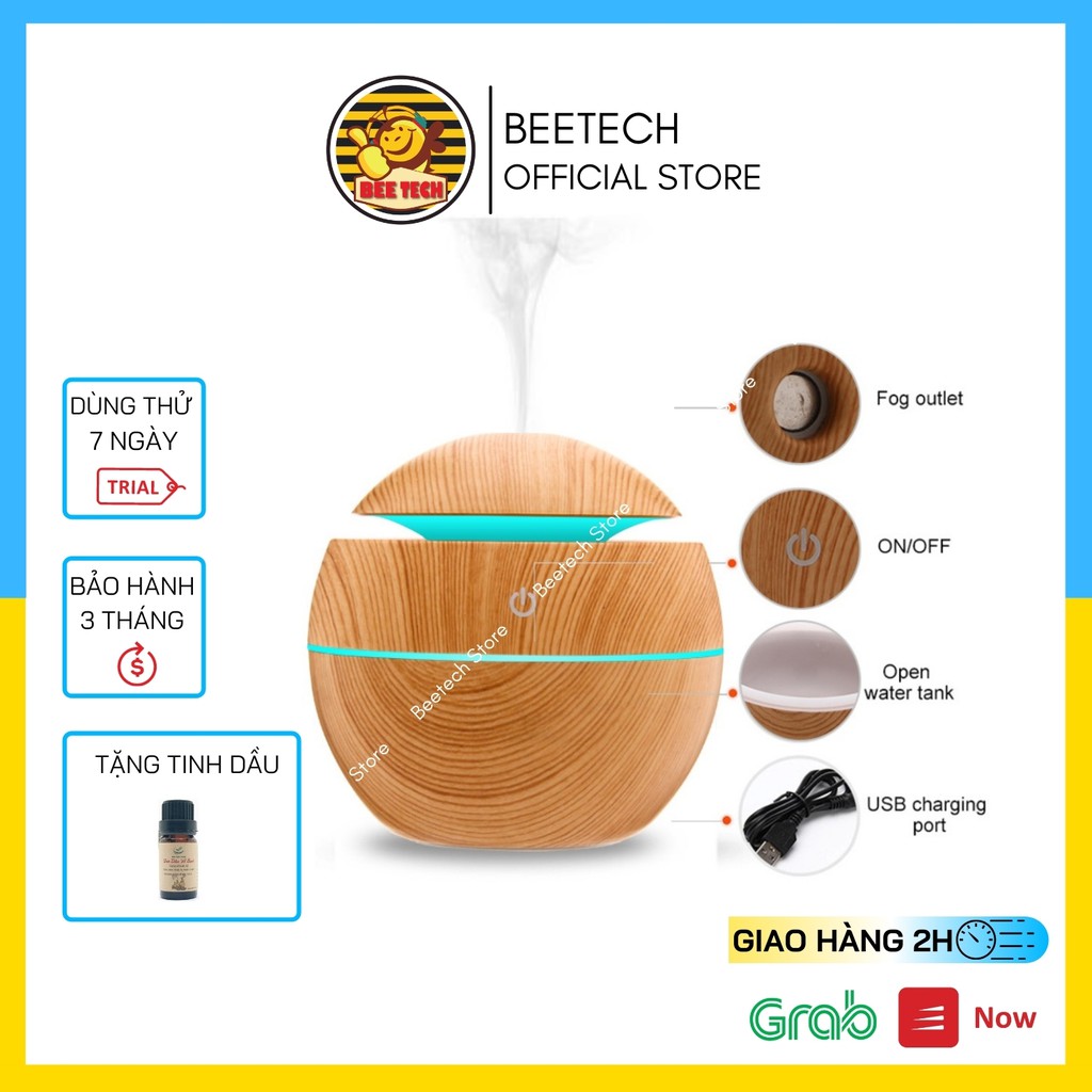 Máy phun hơi nước tạo ẩm mini 140ml, máy khuếch tán tinh dầu  - Beetech