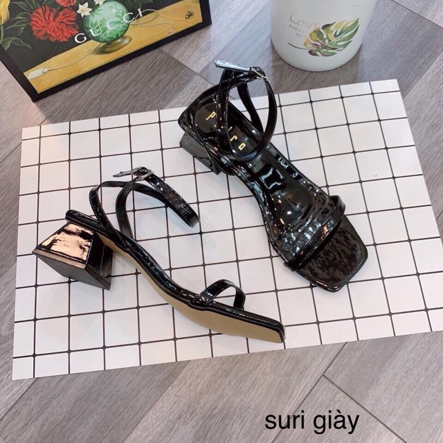 Giày sandal trơn hai dây mảnh gót 5p êm chân mã S9