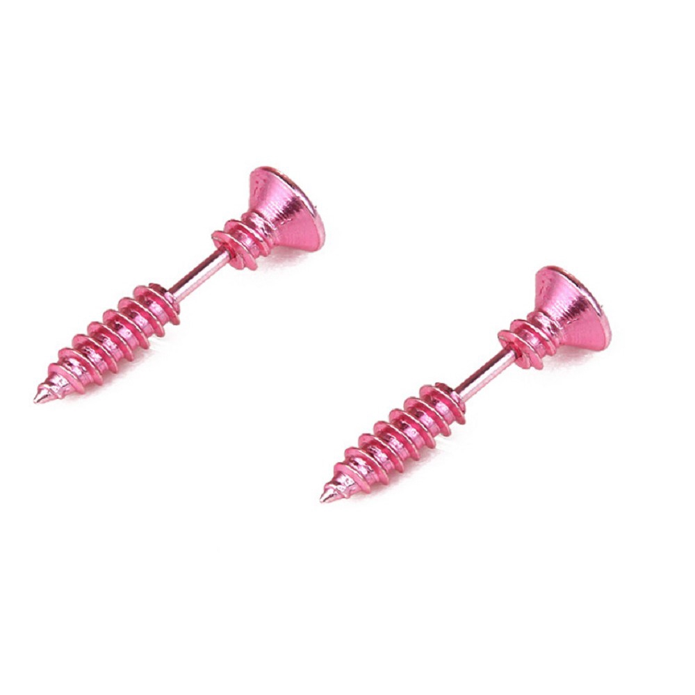 Bông tai dạng ốc vít bằng thép không gỉ phong cách Punk phá cách