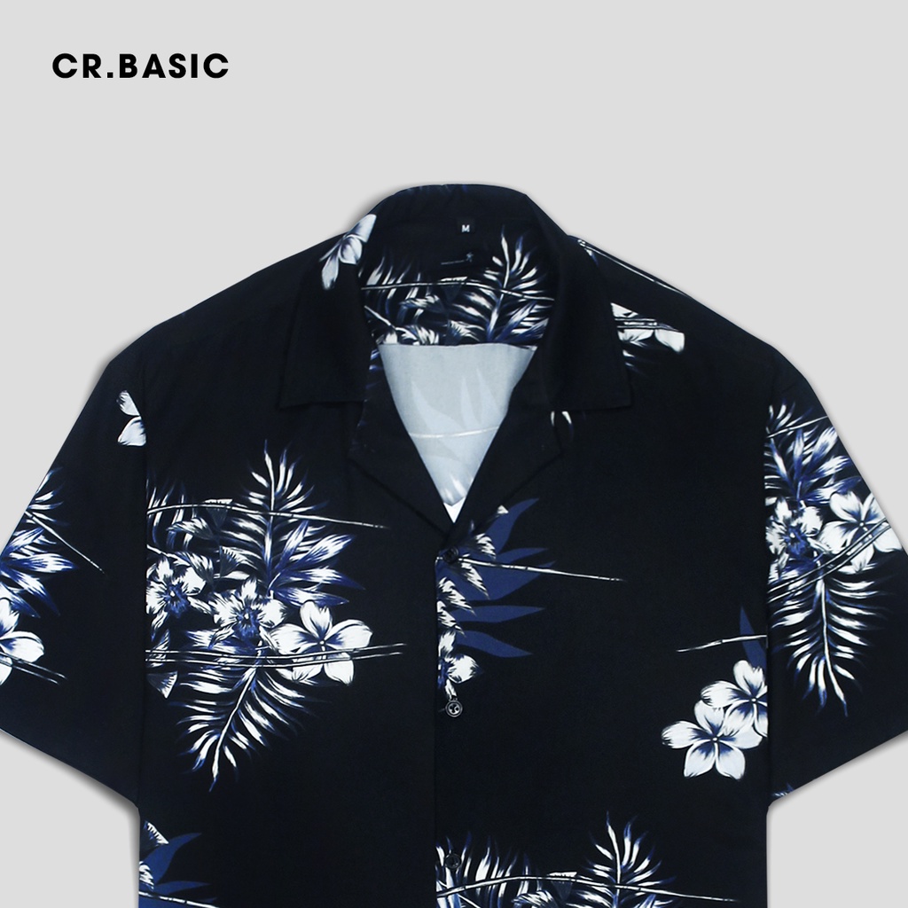 Áo sơ mi tay ngắn nam nữ CR.BASIC form rộng sơ mi họa tiết ngắn tay unisex cộc tay USM605