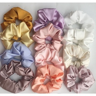 Cột tóc scrunchies phi bóng, buộc tóc scrunchies lụa satin nhiều màu