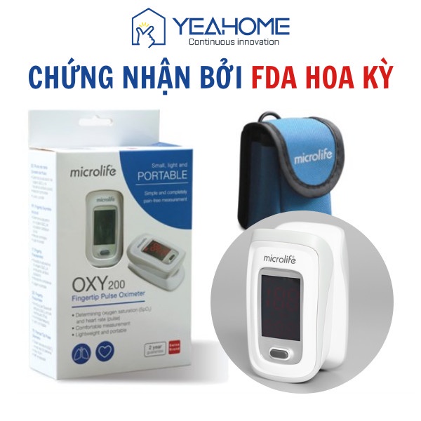 Máy SPO2 Đo Nồng Độ Oxy Máu Microlife OXY200 Chính Hãng, Độ Chuẩn Xác Cao, Chứng Nhận FDA Hoa Kỳ - Yeahome Care