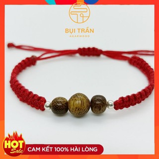 Vòng tay trầm hương chỉ đỏ bi bạc
