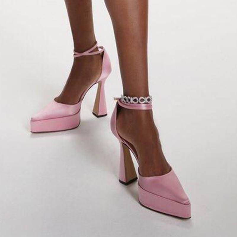 Giày Cao Gót Mũi Nhọn Đính Đá Thời Trang Cho Nữ Size 35-42