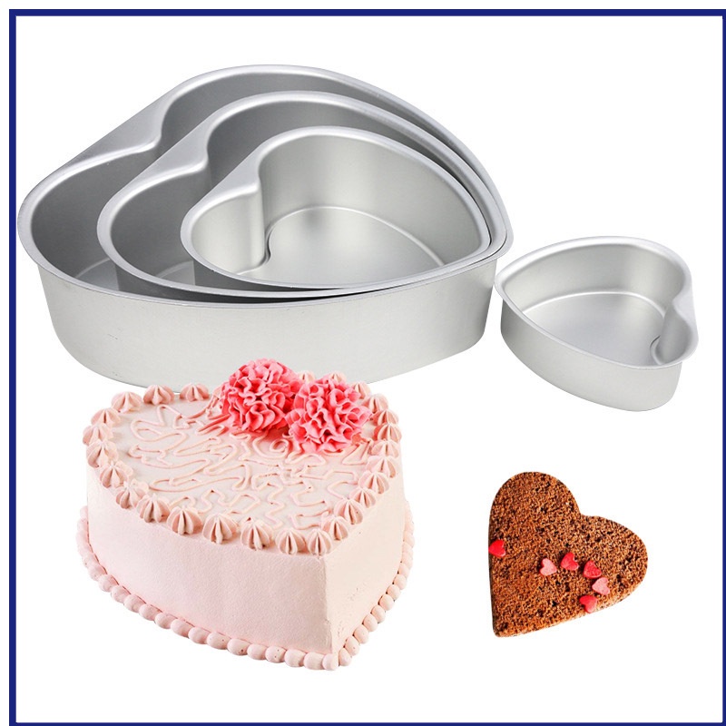 Khuôn hợp kim nhôm làm bánh mousse và bánh nướng bếp hình trái tim 3/6/8 inch