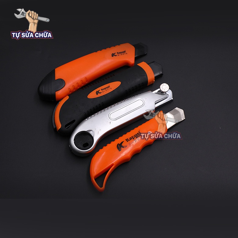 Dao rọc giấy Kapusi thép SK5 siêu sắc, cắt giấy, rọc băng dính có thể thay lưỡi dễ dàng chuyên dùng rọc cắt văn phòng