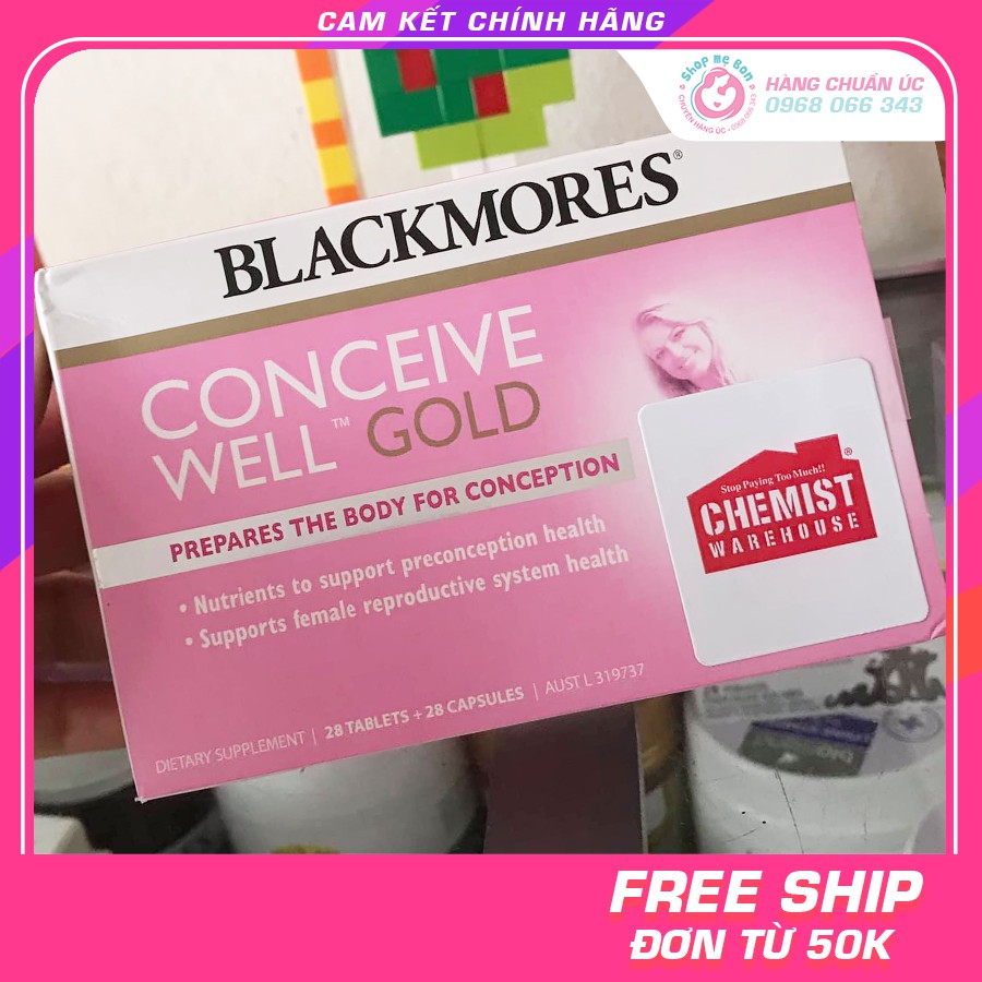 [Mã FMCGLOC giảm 5% đơn 250K] [Có Tem Chemist] Viên uống tăng khả năng thụ thai Blackmores Conceive Well Gold - Úc