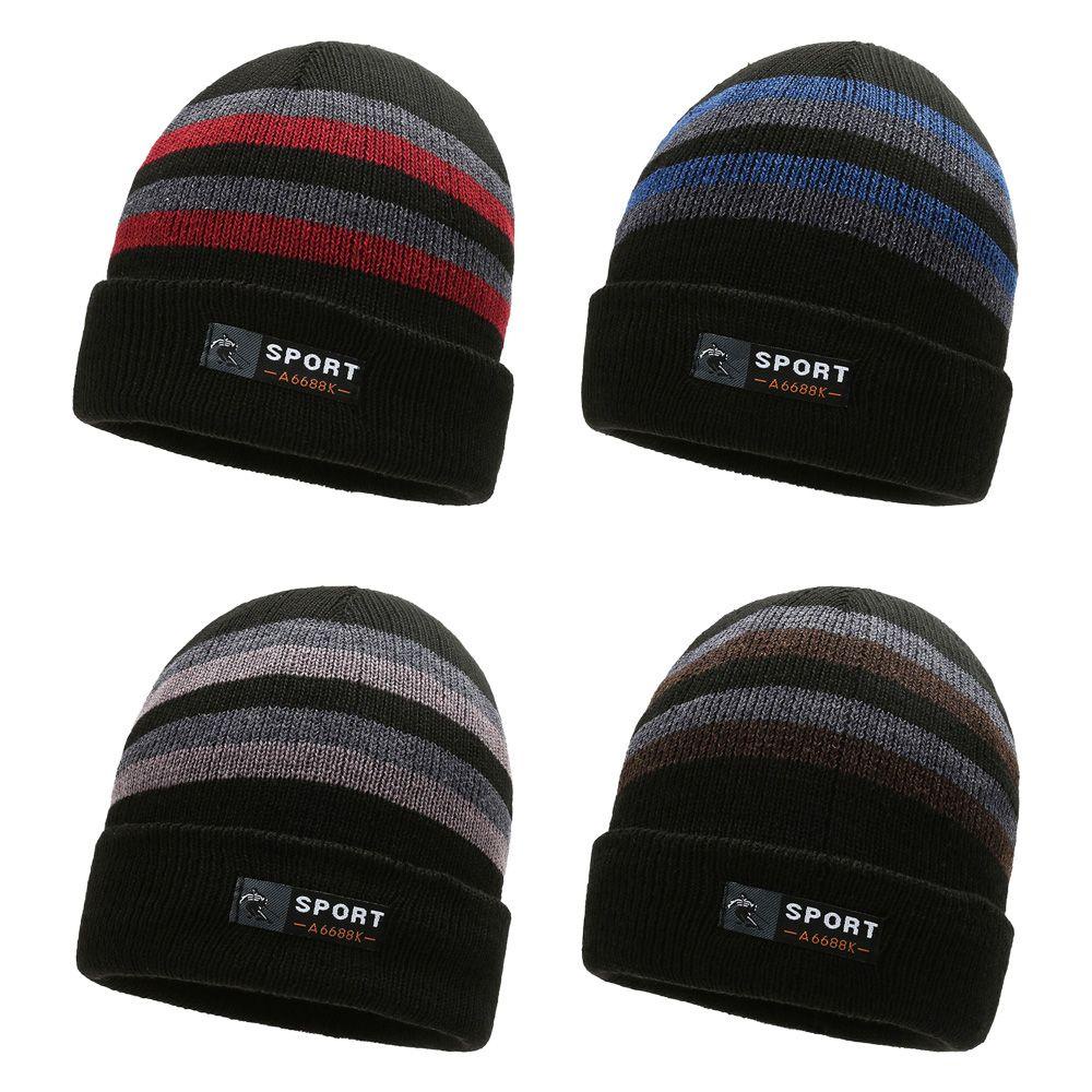 Mũ Len Beanie Sọc Ngang 4 Màu Dễ Thương
